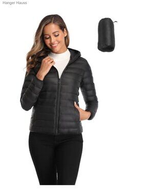 Puffer Jacket Women Down Winter Coat Hooded Packable Lightweight Quilted Long